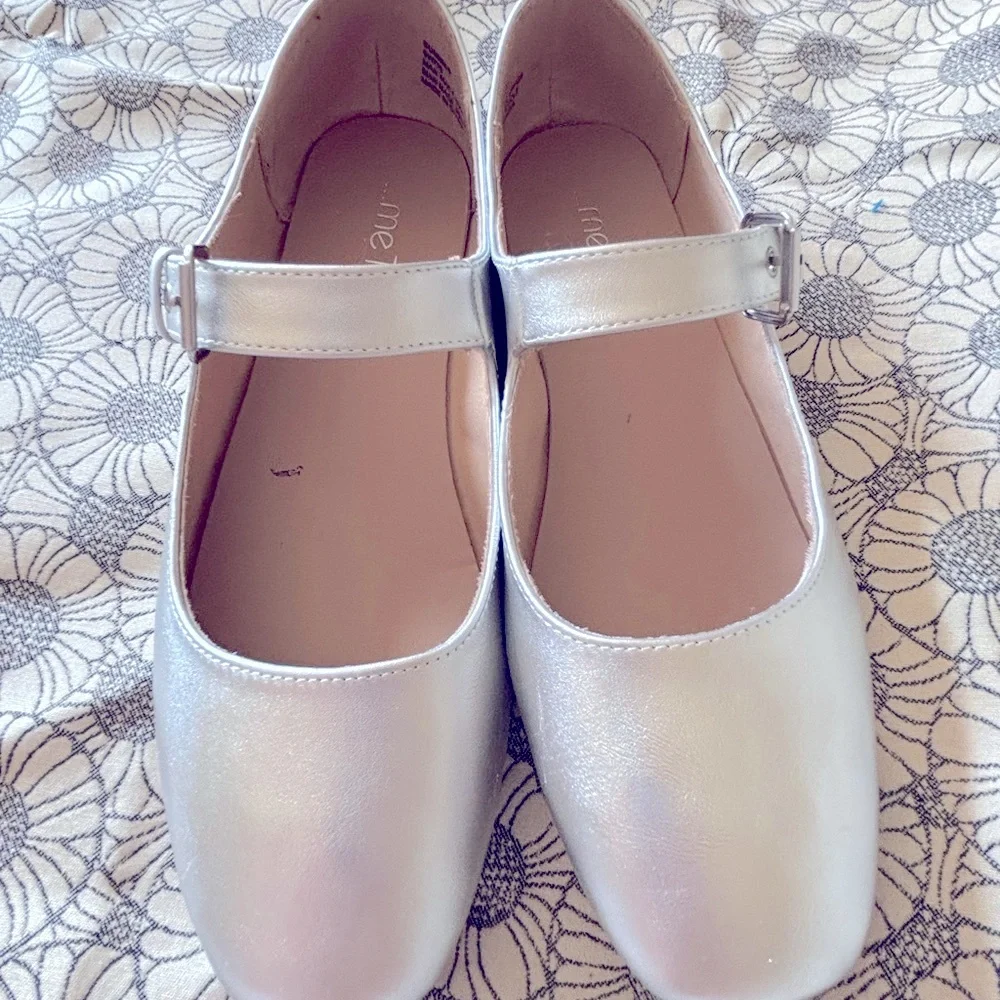 Silver Flat Mary Jane whimsigoth grunge fairy Wide Ballet Shoes by Me Too